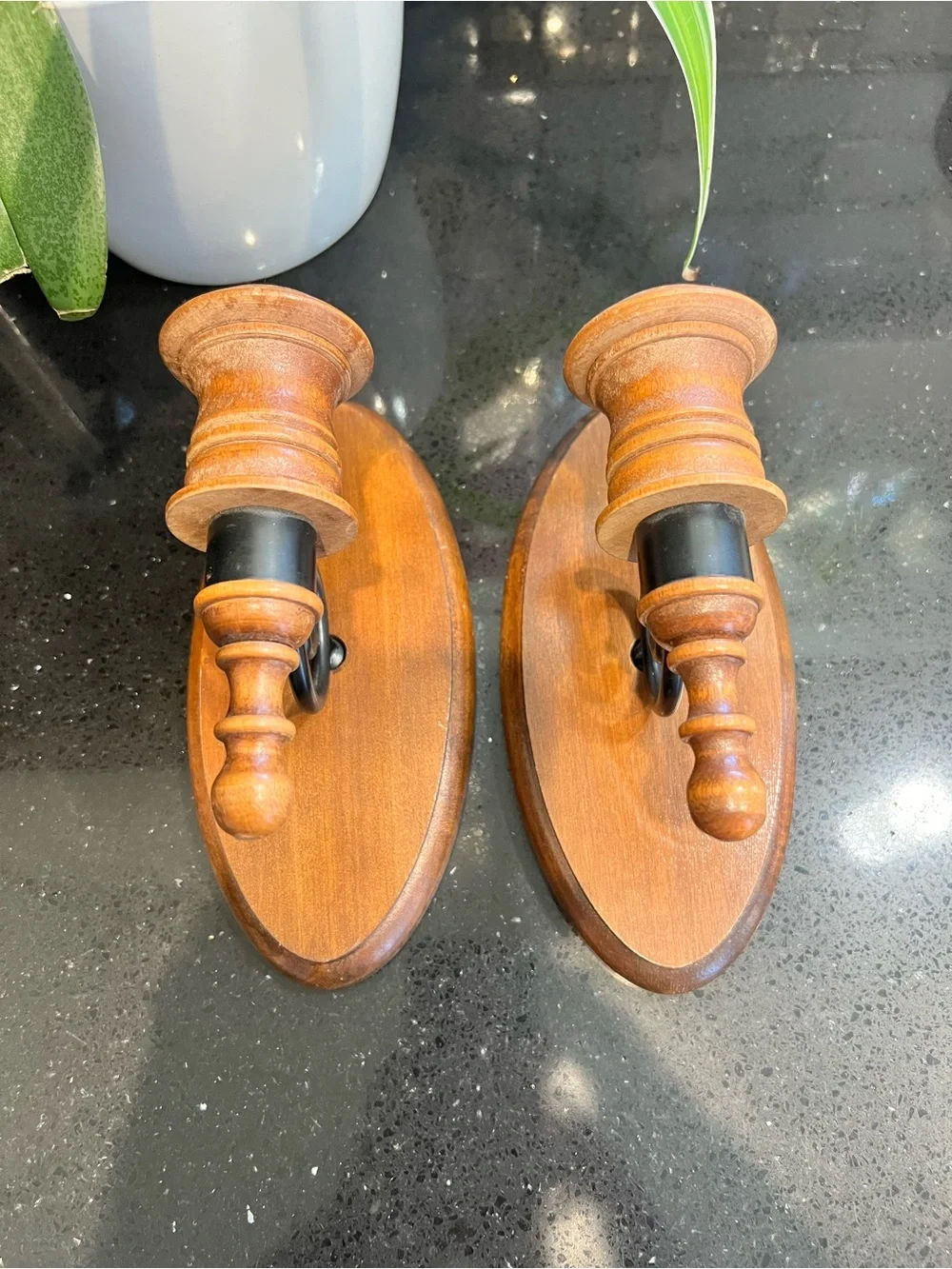Classic Wooden Wall Sconce Pair in Brown
